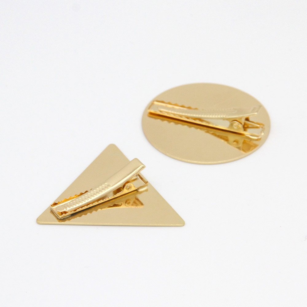 Brushed Gold Geometric Hair Clips Set of 2 By Caroline Gardner